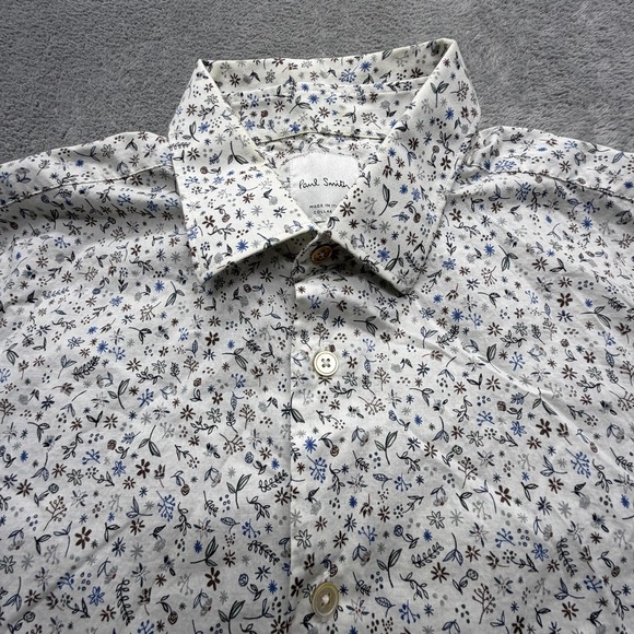 Paul Smith Other - Paul Smith Shirt Mens White Floral Button Up‎ Long Sleeve Made In Italy Cotton